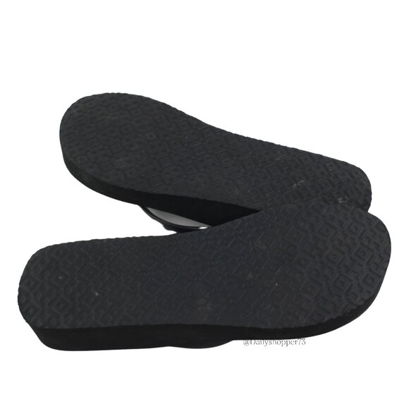 Tory Burch Womens Black Rubber Platform Wedge Thong Flip Flop Sandals - Picture 6 of 6